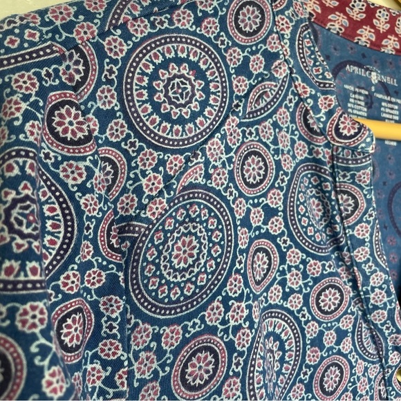 April Cornell Tunic Top/Dress Size S Button Up Geo Print Mandala Blue Burgundy - Picture 3 of 10